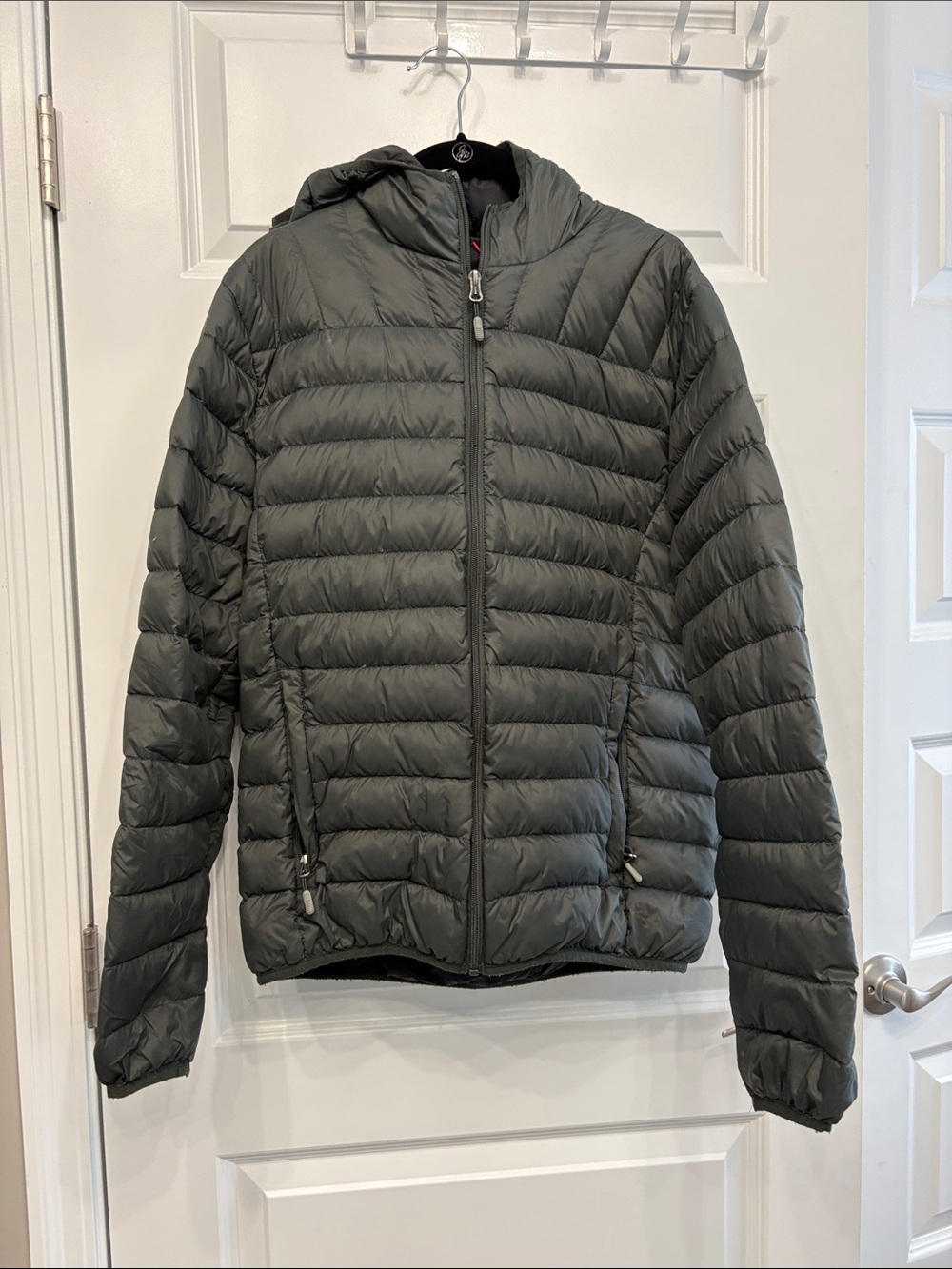 Men's Green Hooded Packable Puffer Jacket